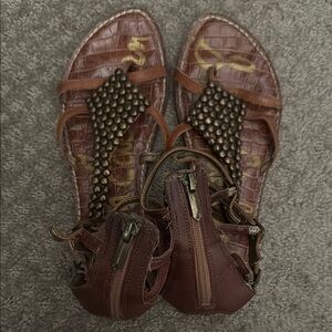 Sam Edelman Brown Beaded Sandals
